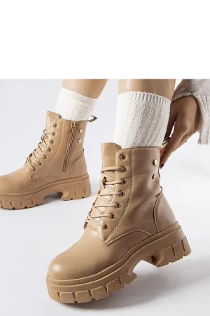 Beige ankle boots with a thicker sole