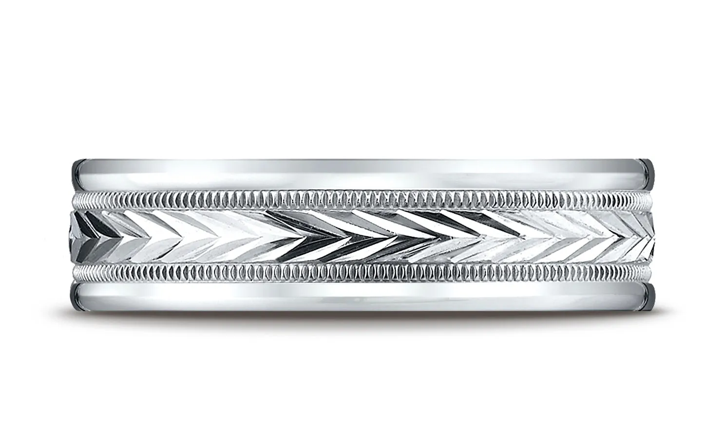 Benchmark 10K White Gold 6mm Comfort-Fit Harvest of Love Round Edge Carved Design Wedding Band Ring