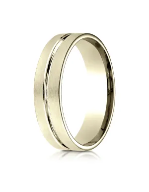 Benchmark 10K Yellow Gold 6mm Comfort-Fit Satin-Finished w/  High Polished Center Cut Carved Design Ring