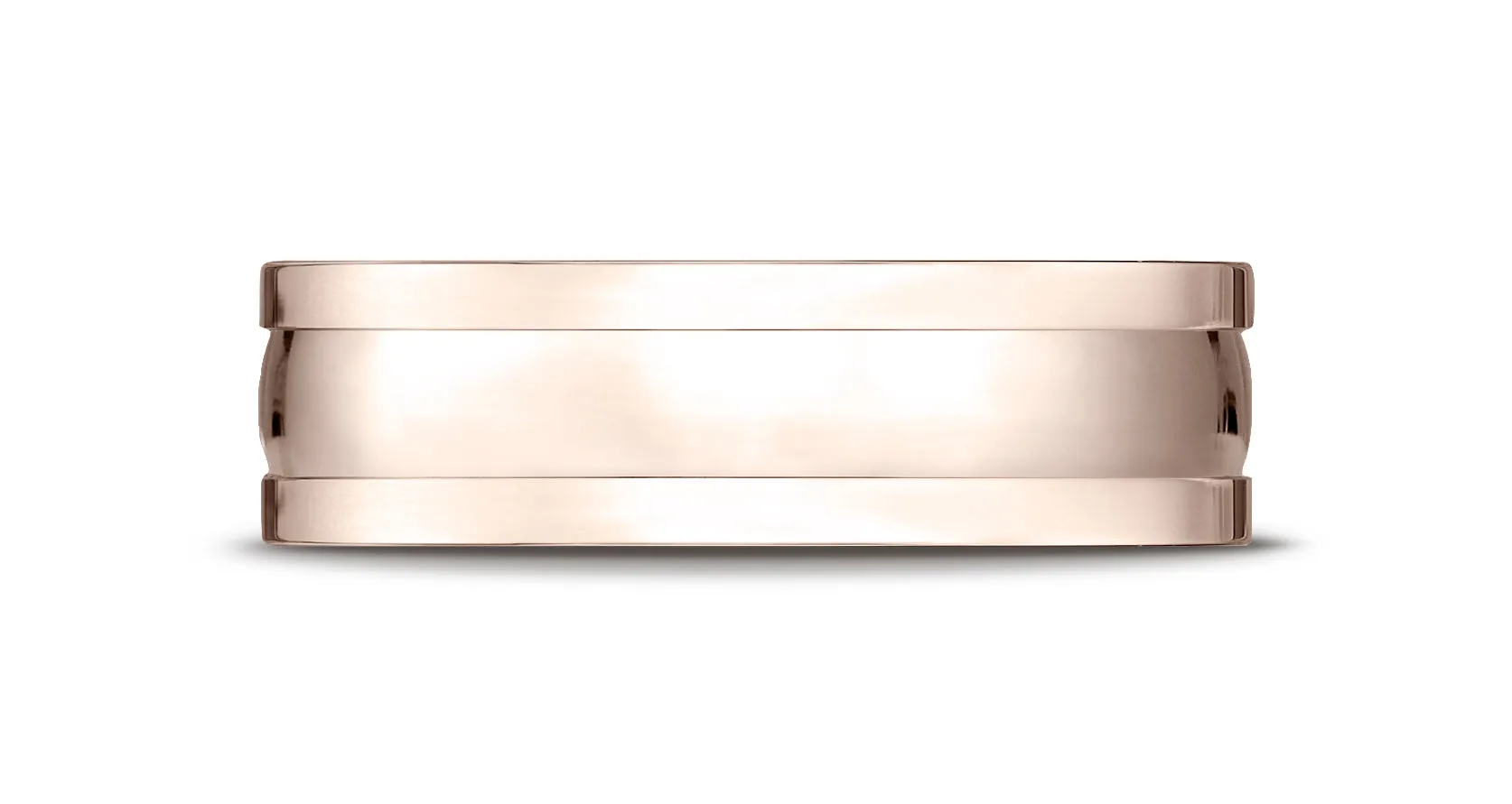 Benchmark 14K Rose Gold 6mm Comfort-Fit High Polished Squared Edge Carved Design Wedding Band Ring
