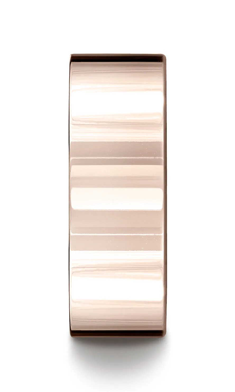 Benchmark 14K Rose Gold 8mm Flat Comfort-Fit Wedding Band Ring (Sizes 4 - 15 )