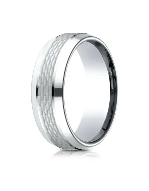 Benchmark 14K White Gold 7.5mm Comfort-Fit Chain Link Center with High Polish Beveled Edge Design band