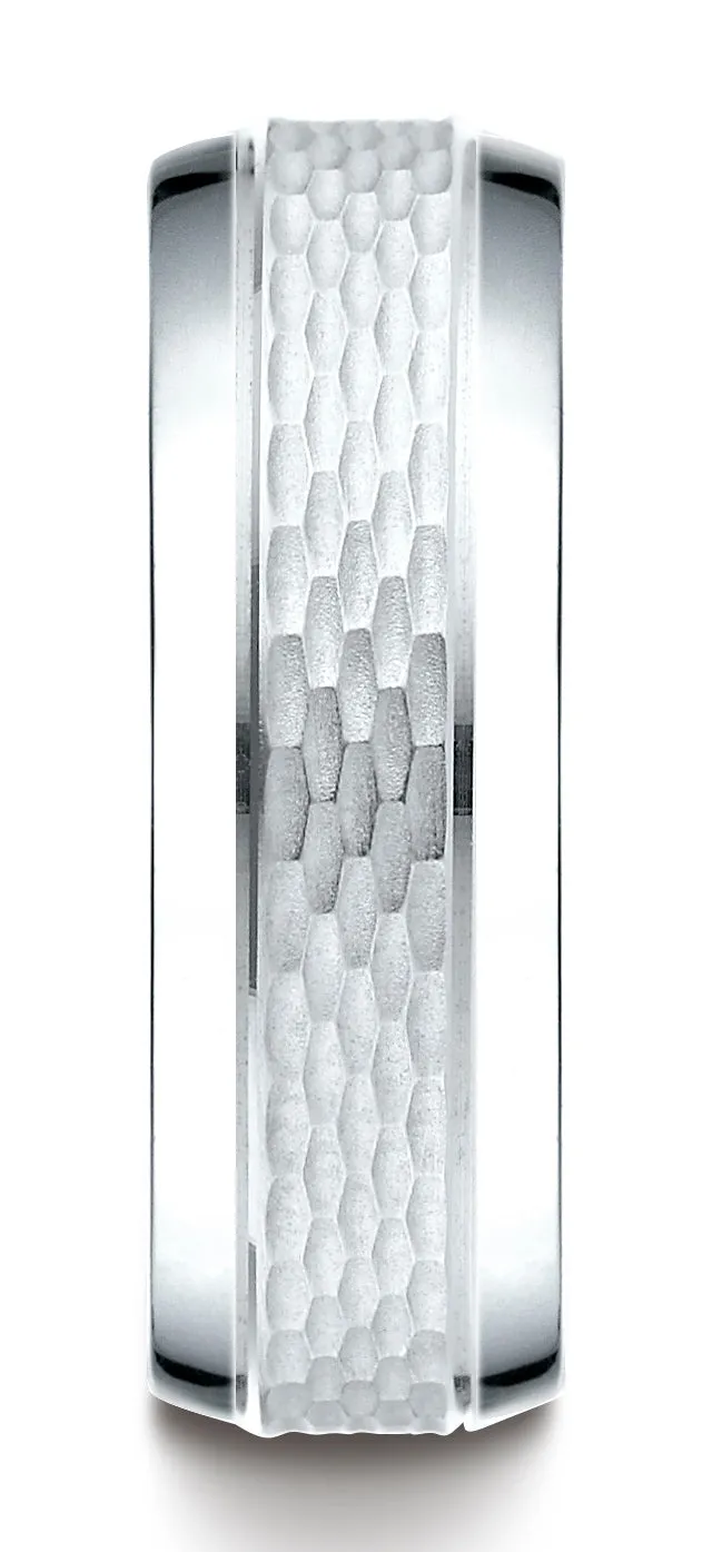 Benchmark 14K White Gold 7.5mm Comfort-Fit Chain Link Center with High Polish Beveled Edge Design band