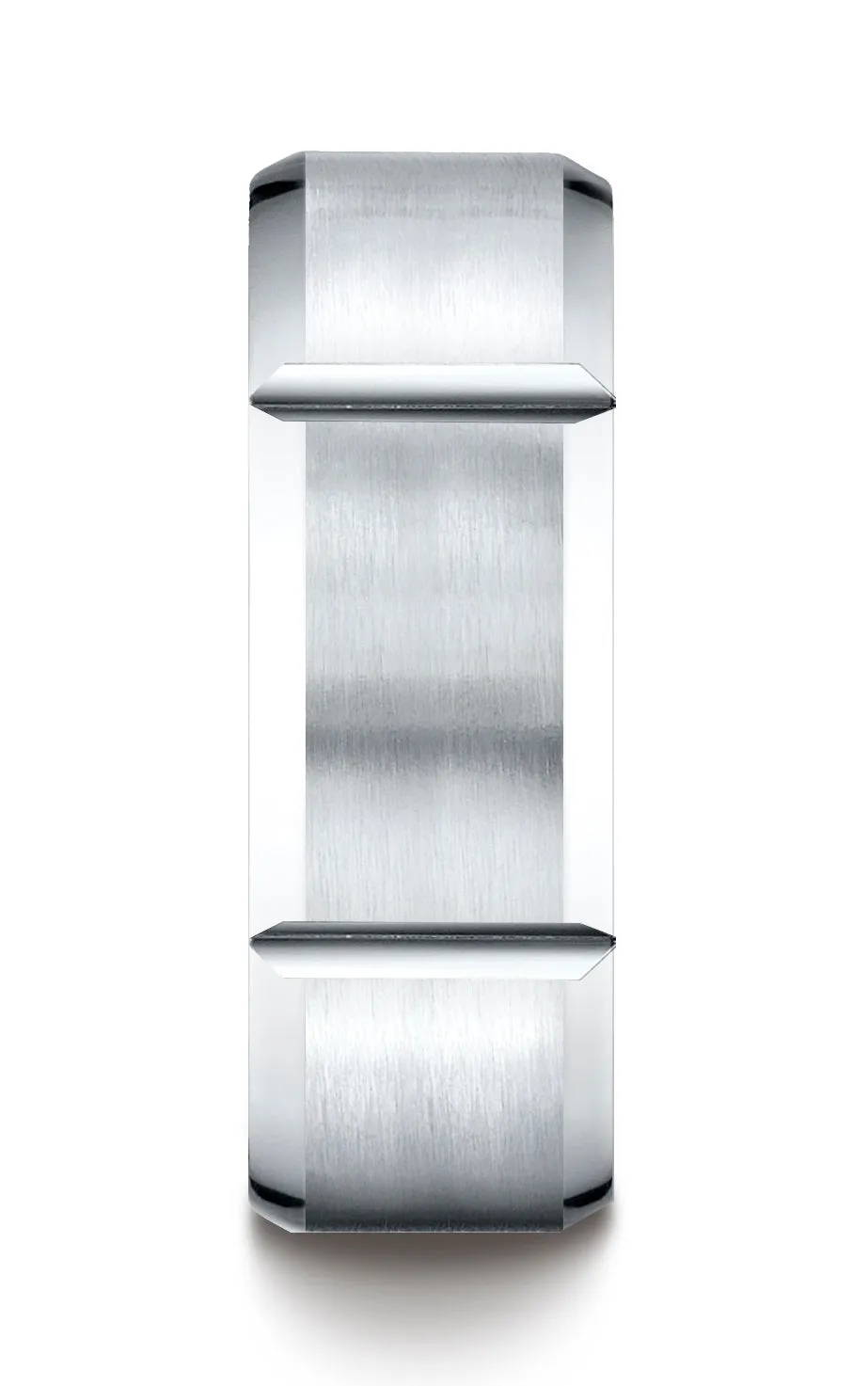 Benchmark 14K White Gold 8mm Comfort-Fit Satin-Finished Grooves Carved Design Wedding Band Ring