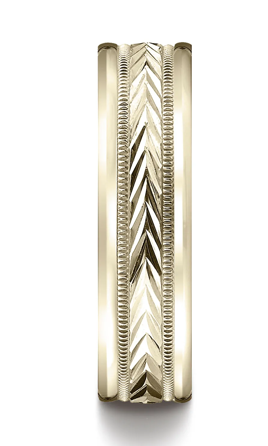 Benchmark 14K Yellow Gold 6mm Comfort-Fit Harvest of Love Round Edge Carved Design Wedding Band Ring