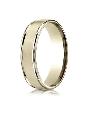 Benchmark 14K Yellow Gold 6mm Comfort-Fit Satin Finish High Polish Round Edge Carved Design Wedding Band