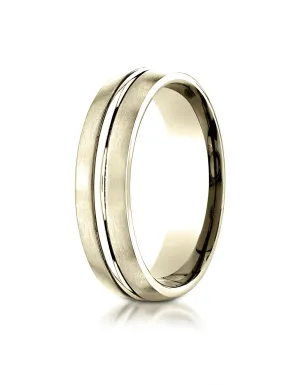 Benchmark 14k Yellow Gold 6mm Comfort-Fit Satin-Finished w/  High Polished Center Cut Carved Design Ring