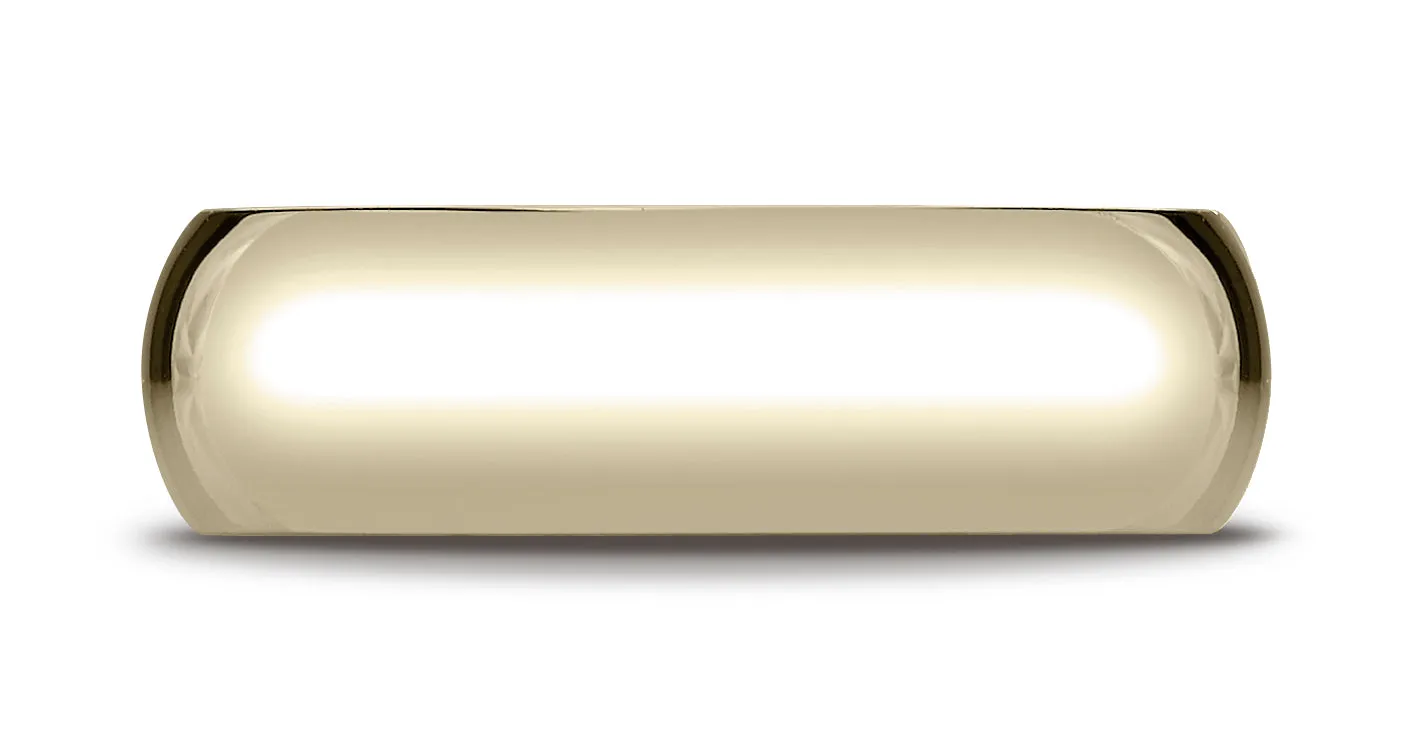 Benchmark 14K Yellow Gold 7mm Slightly Domed Super Light Comfort-Fit Wedding Band Ring (Sizes 4 - 15 )