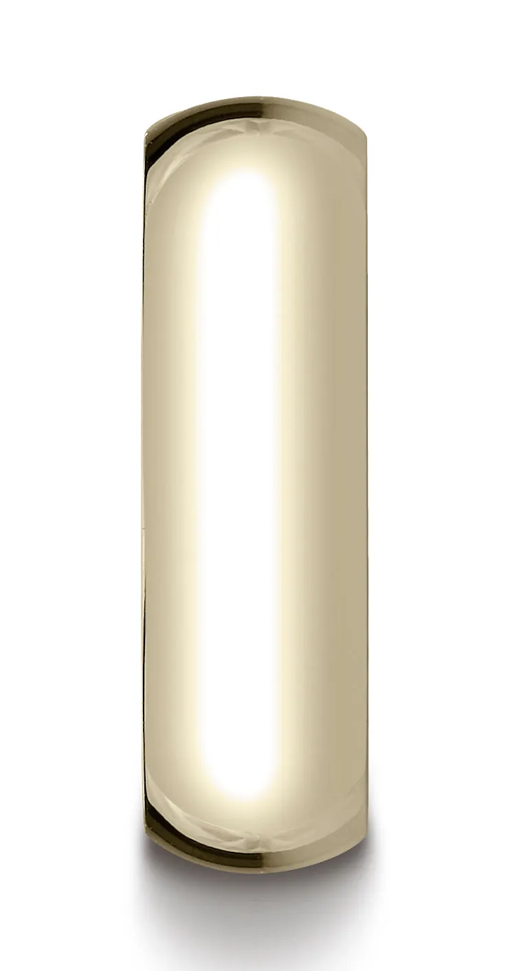 Benchmark 14K Yellow Gold 7mm Slightly Domed Super Light Comfort-Fit Wedding Band Ring (Sizes 4 - 15 )