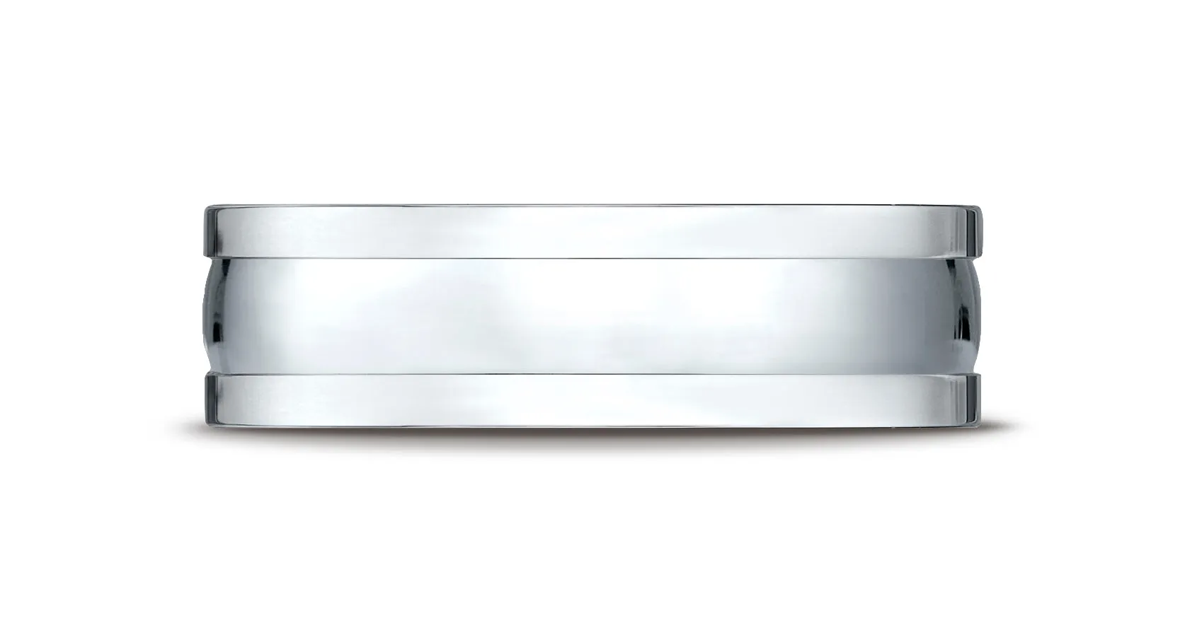 Benchmark 18K White Gold 6mm Comfort-Fit High Polished Squared Edge Carved Design Wedding Band Ring