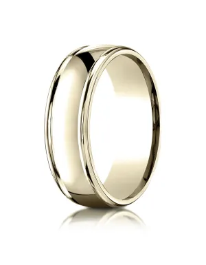 Benchmark 18k Yellow Gold 7mm Comfort-Fit high polish finish round edge Design band, (Sizes 4-15)