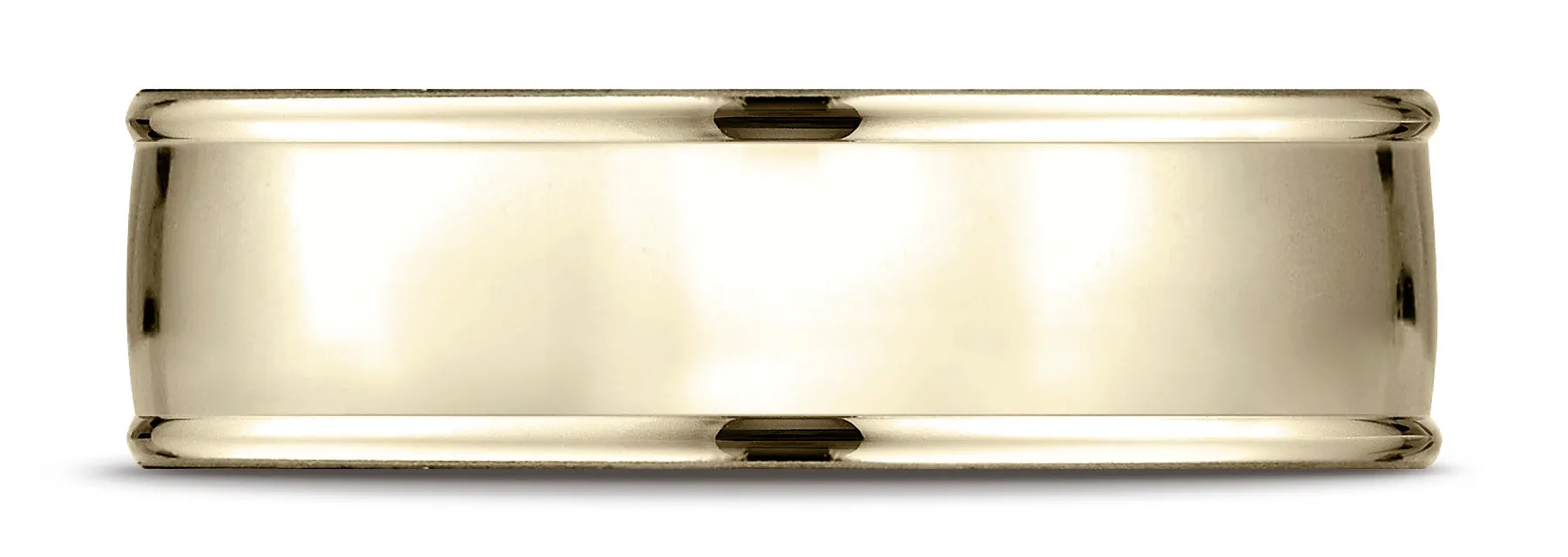 Benchmark 18k Yellow Gold 7mm Comfort-Fit high polish finish round edge Design band, (Sizes 4-15)