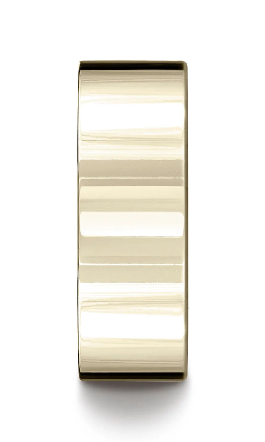 Benchmark 18K Yellow Gold 8mm Flat Comfort-Fit Wedding Band Ring (Sizes 4 - 15 )