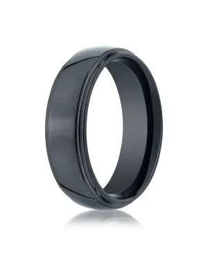 Benchmark Ceramic 7mm Comfort-Fit High Polished Design Wedding Band Ring, (Sizes 6 - 14)