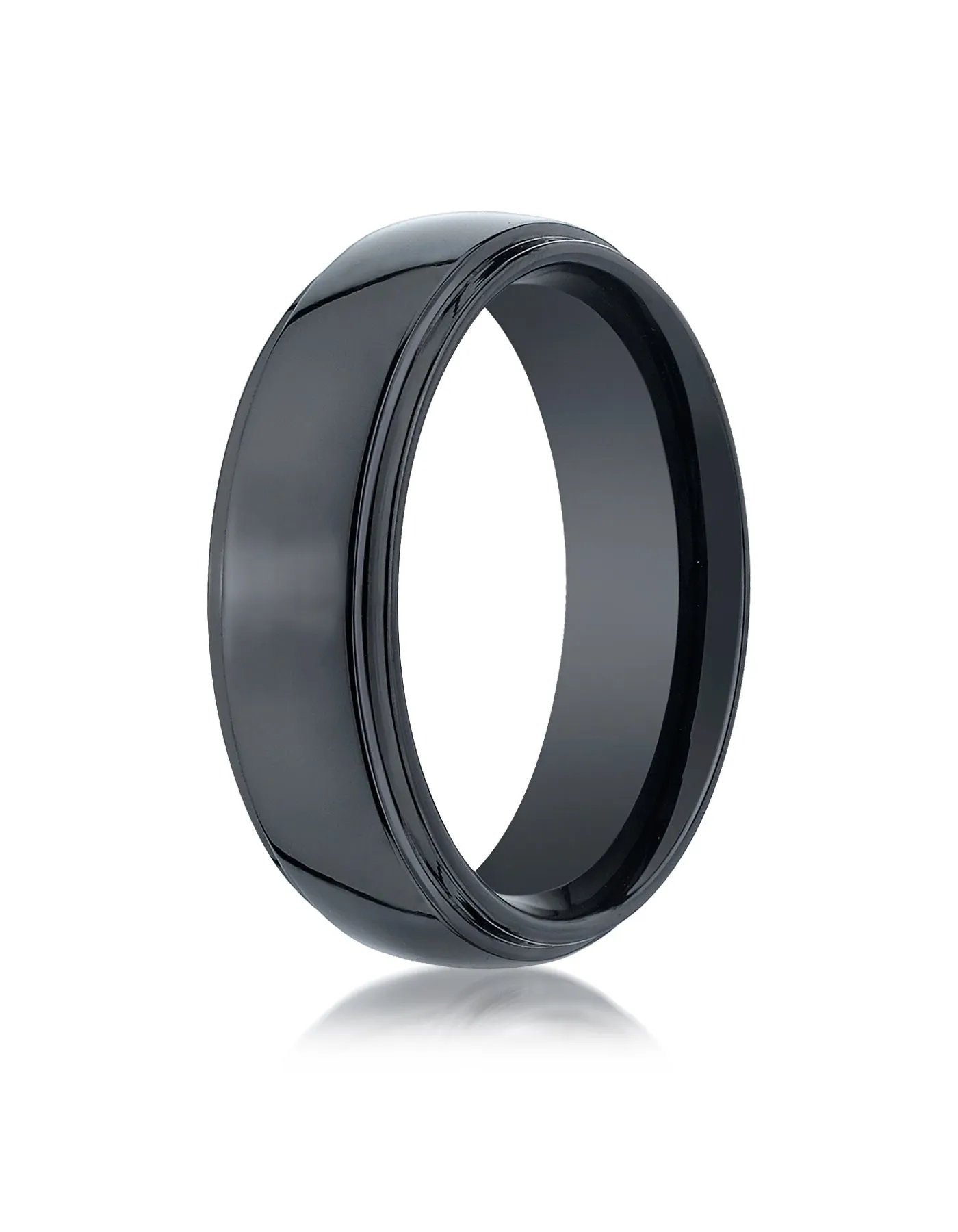 Benchmark Ceramic 7mm Comfort-Fit High Polished Design Wedding Band Ring, (Sizes 6 - 14)