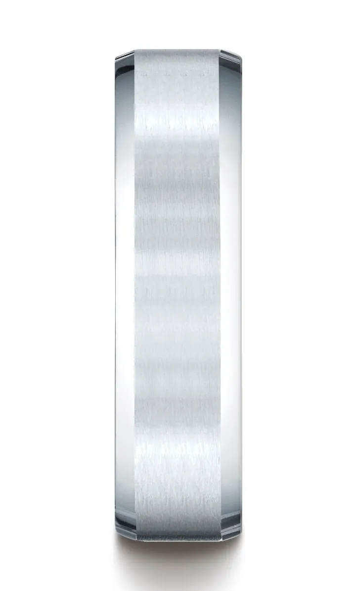 Benchmark Palladium 6mm Comfort-Fit Satin-Finished with High Polished Beveled Edge Carved Design Ring