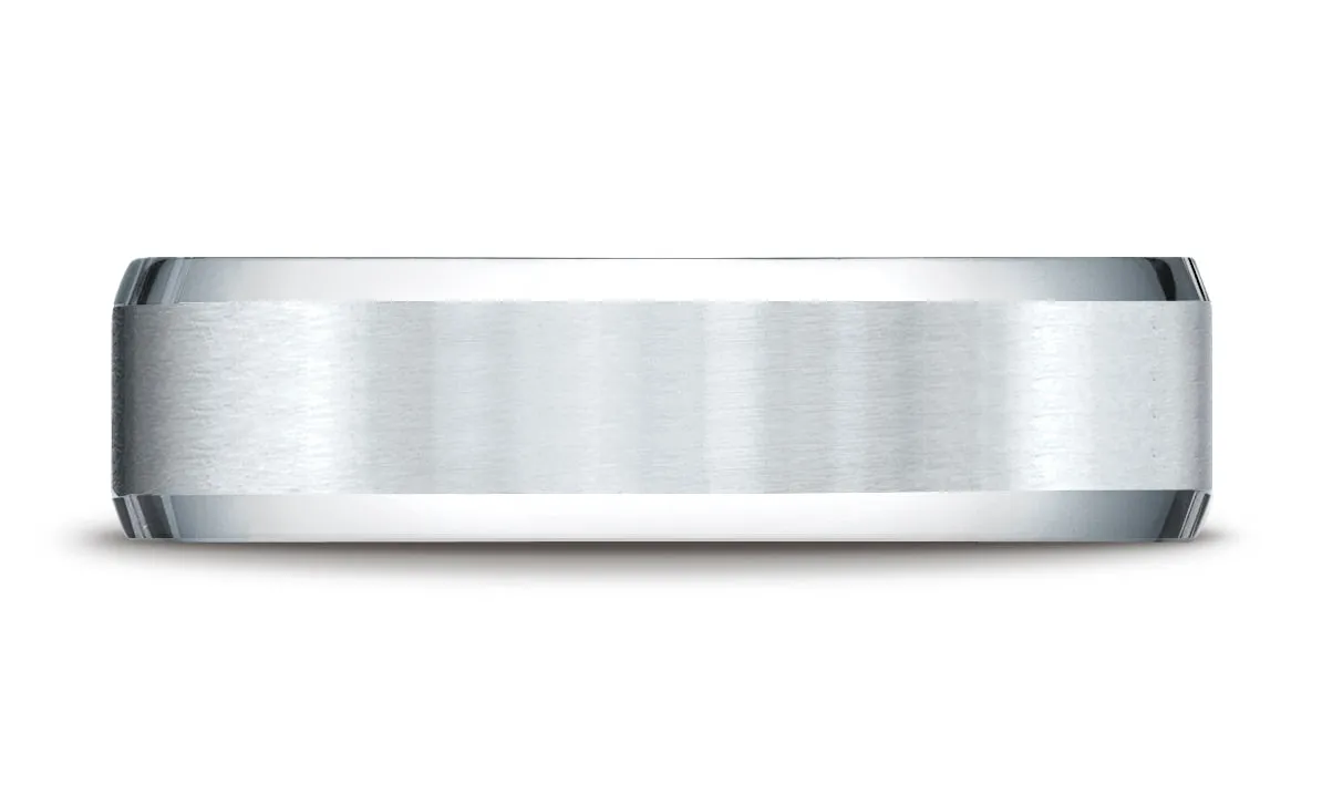 Benchmark Palladium 6mm Comfort-Fit Satin-Finished with High Polished Beveled Edge Carved Design Ring