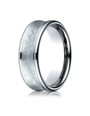 Benchmark Palladium 7.5mm Comfort-Fit Swirled Finish Center Round Edge Design Wedding Band Ring