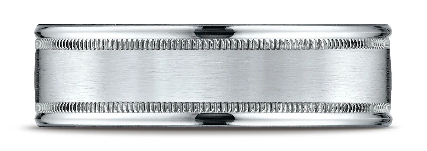Benchmark Palladium 7mm Comfort-Fit Satin Finish Center with Milgrain Round Edge Carved Design Band (4-15)