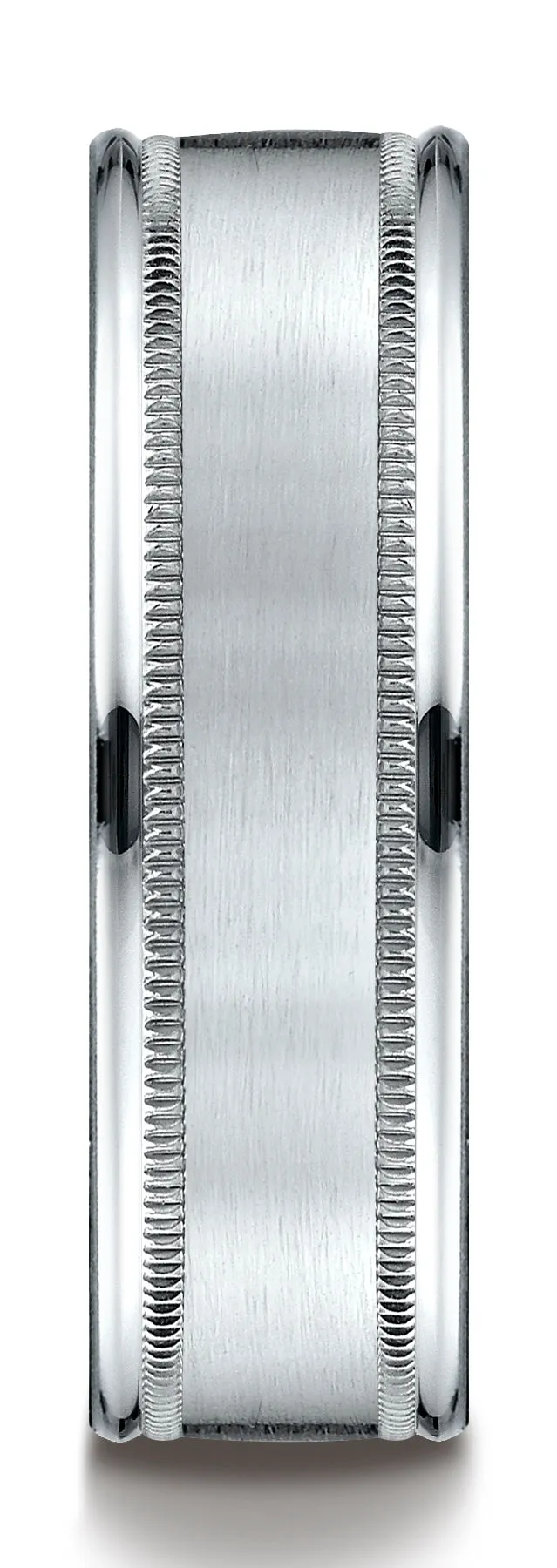 Benchmark Palladium 7mm Comfort-Fit Satin Finish Center with Milgrain Round Edge Carved Design Band (4-15)