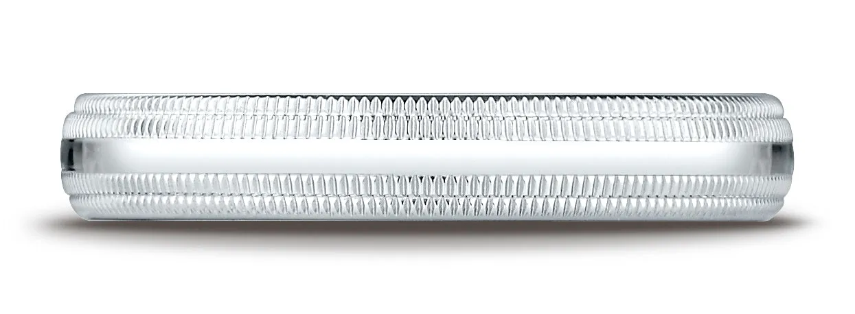Benchmark Platinum 4mm Slightly Domed Standard Comfort-Fit Wedding Band Ring with Double Milgrain