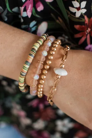 Best Of Us Bracelet Set- Gold & Green