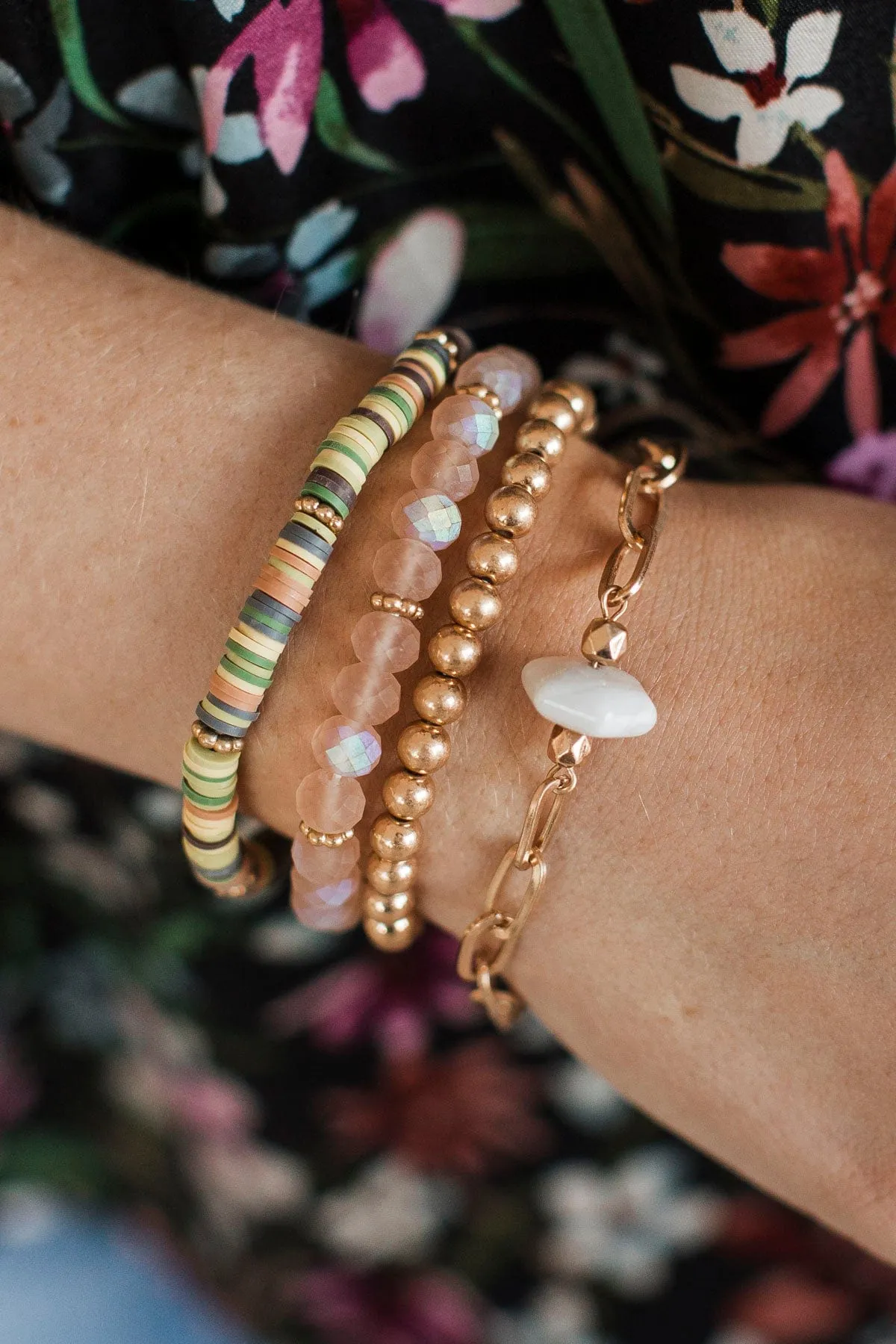 Best Of Us Bracelet Set- Gold & Green