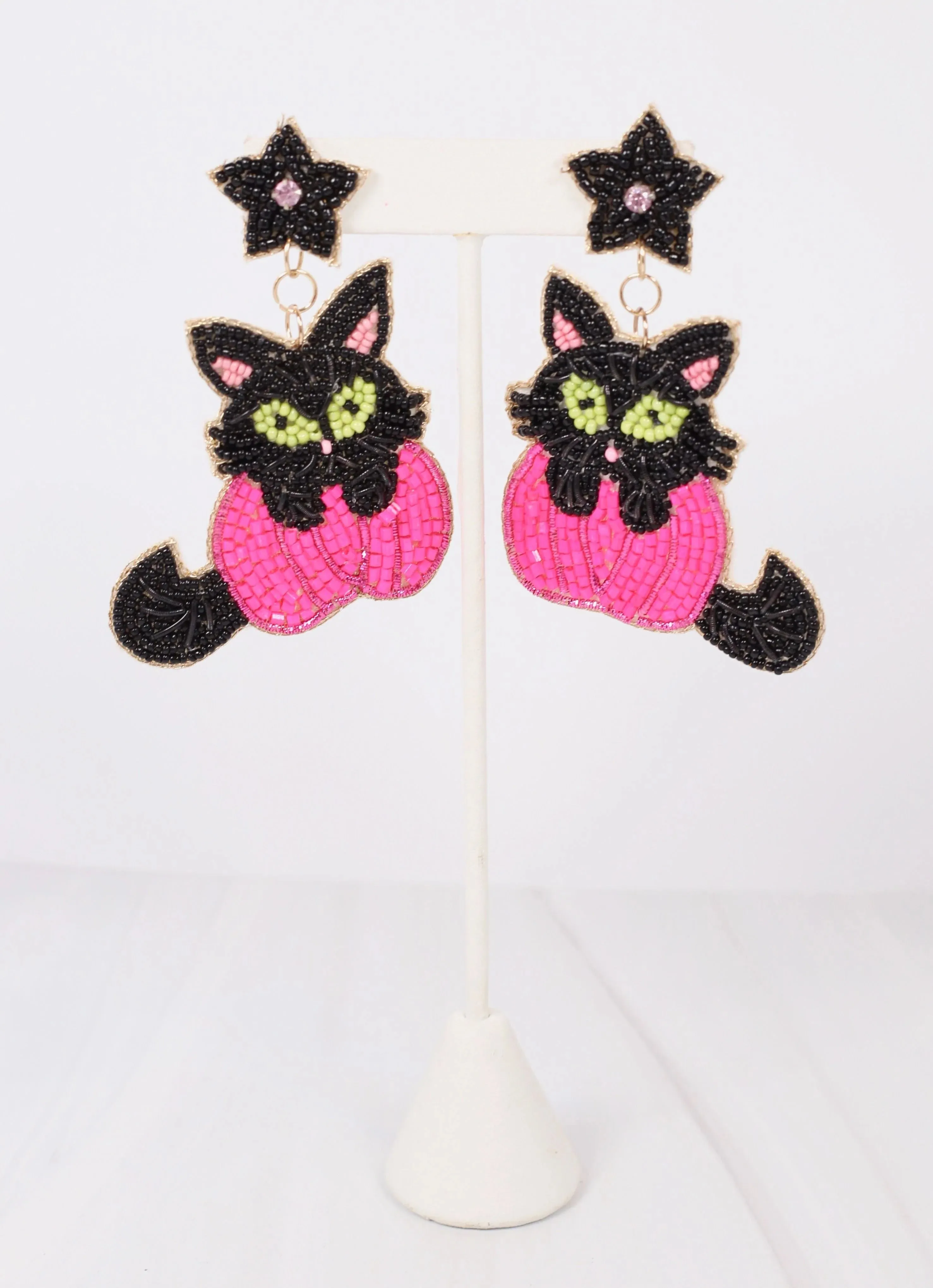 Bewitched Cat   Pumpkin Earring