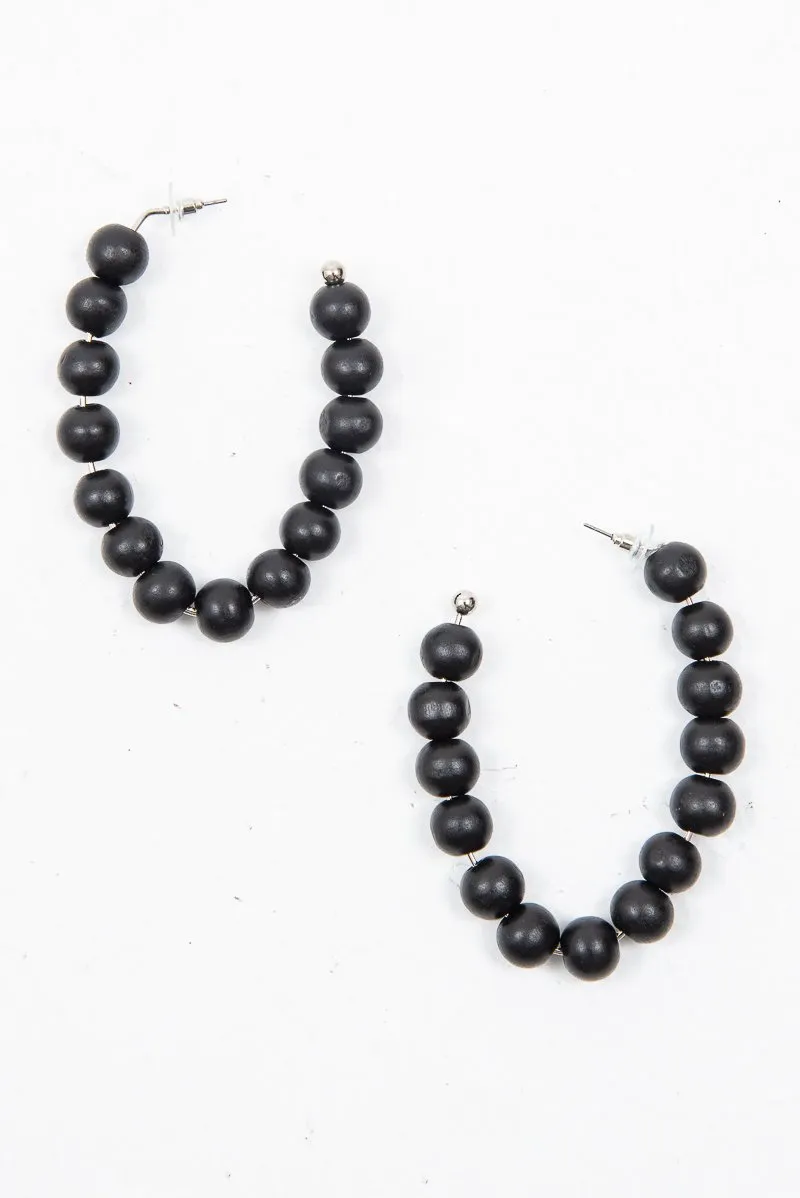 Black Beaded Hoop Earring - Amyja