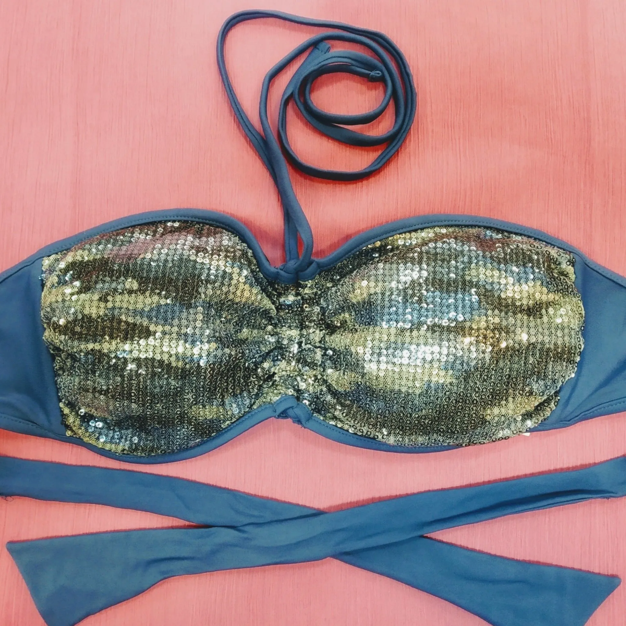 Bling bling Strapless Blue Bikini
