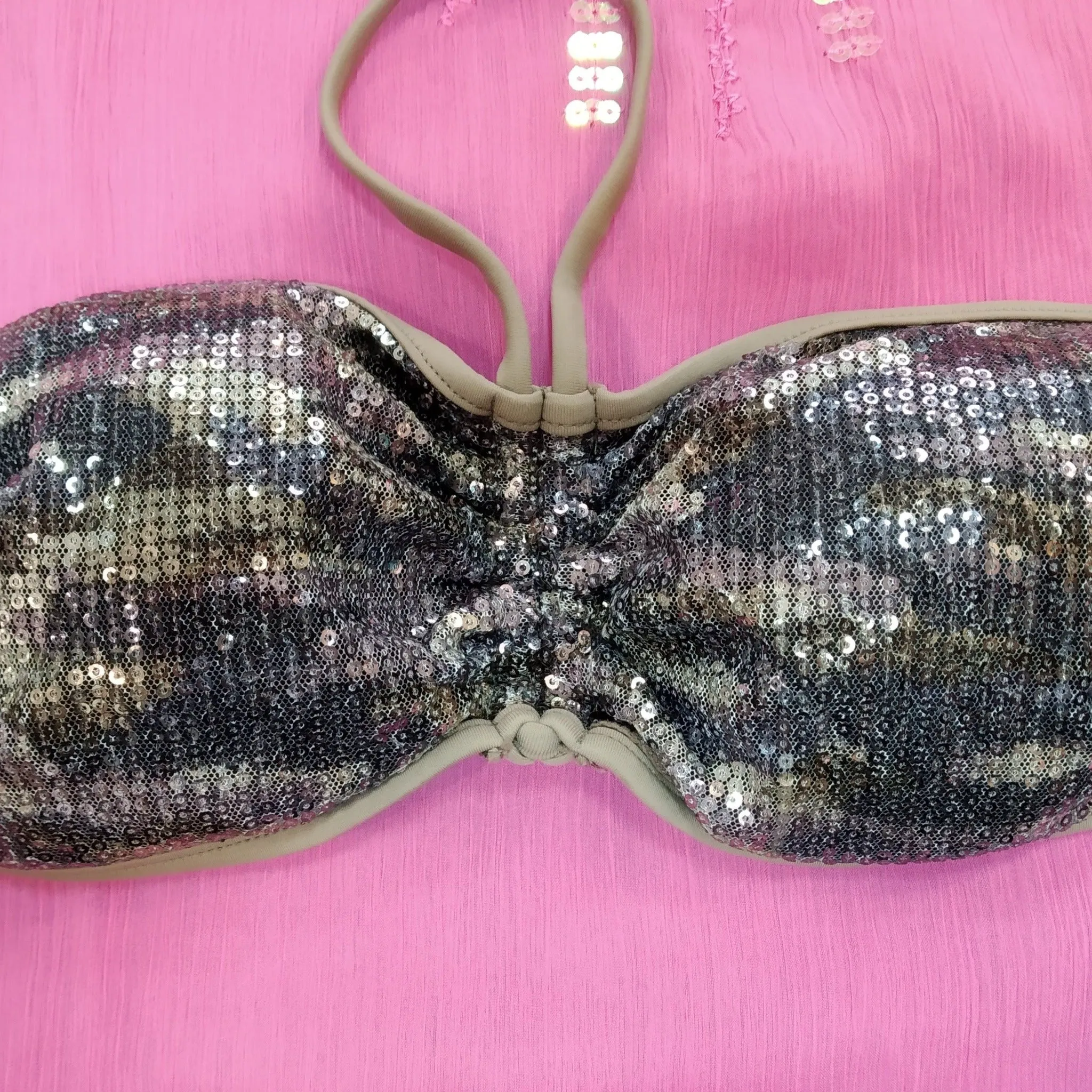 Bling bling Strapless Blue Bikini