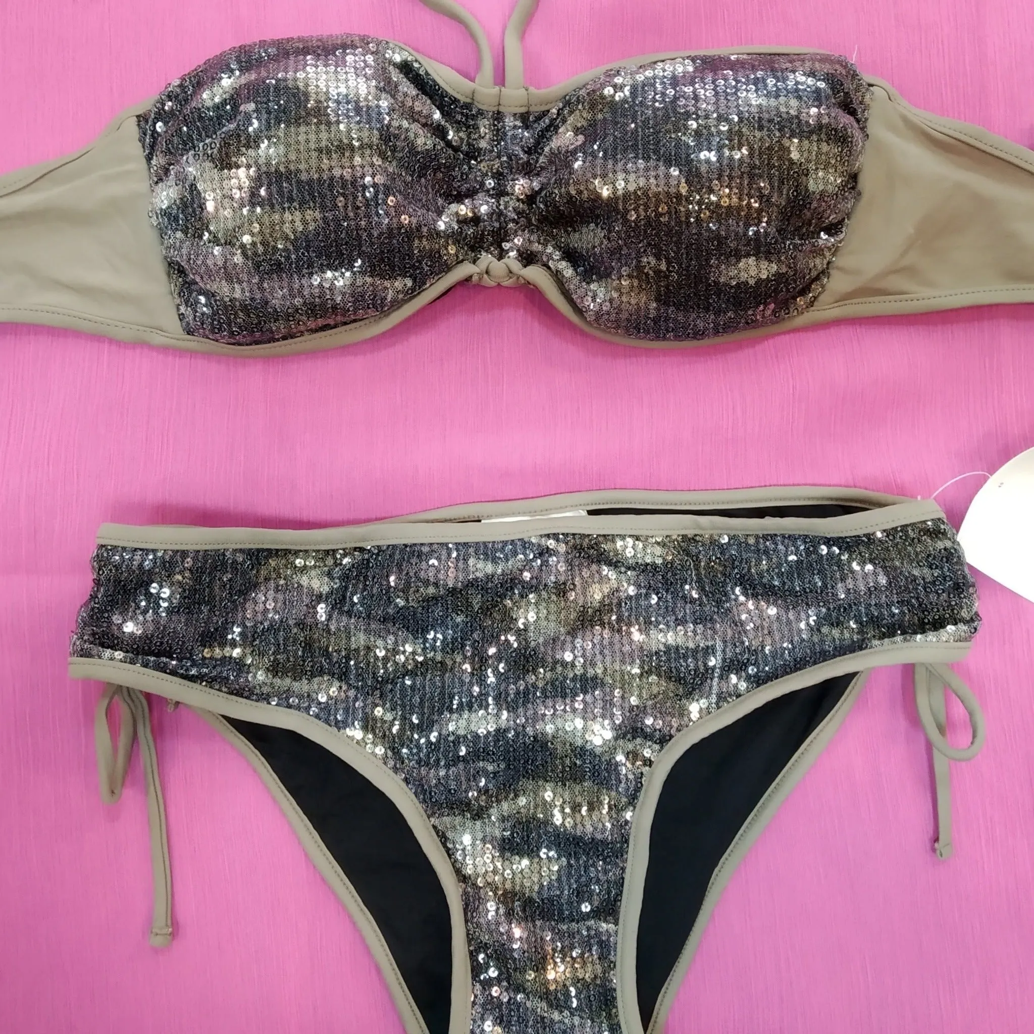 Bling bling Strapless Blue Bikini