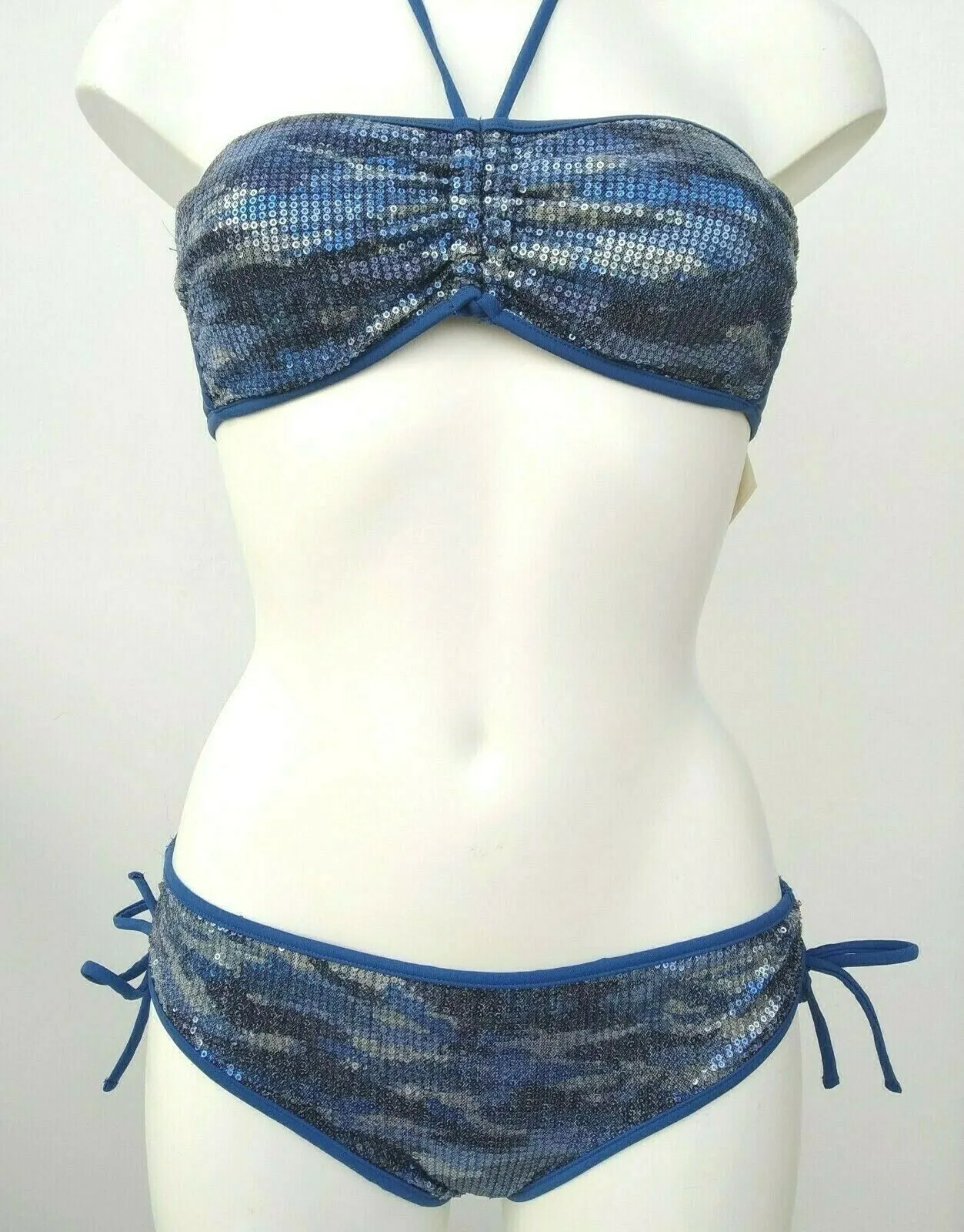 Bling bling Strapless Blue Bikini