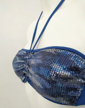 Bling bling Strapless Blue Bikini