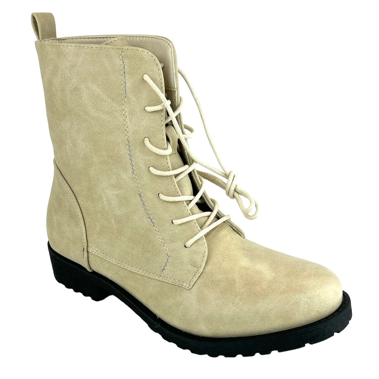 BOONEY Women's Lace Up Booties Combats Boots