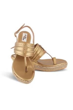 Border Back Strap Low Wedge Antique