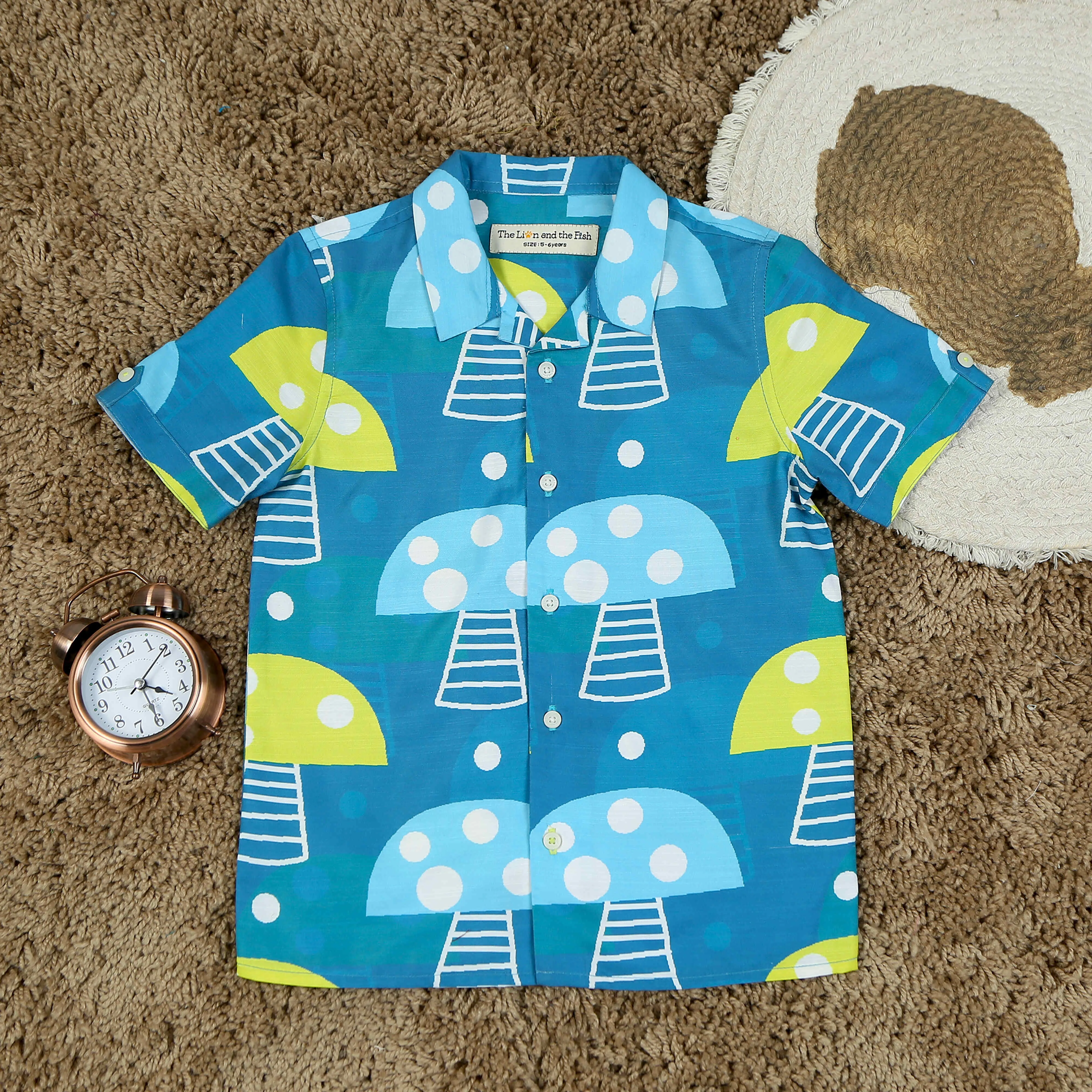 Boys & Girls Unisex Boat Printed Shirt & Short Co-Ord Set Teal