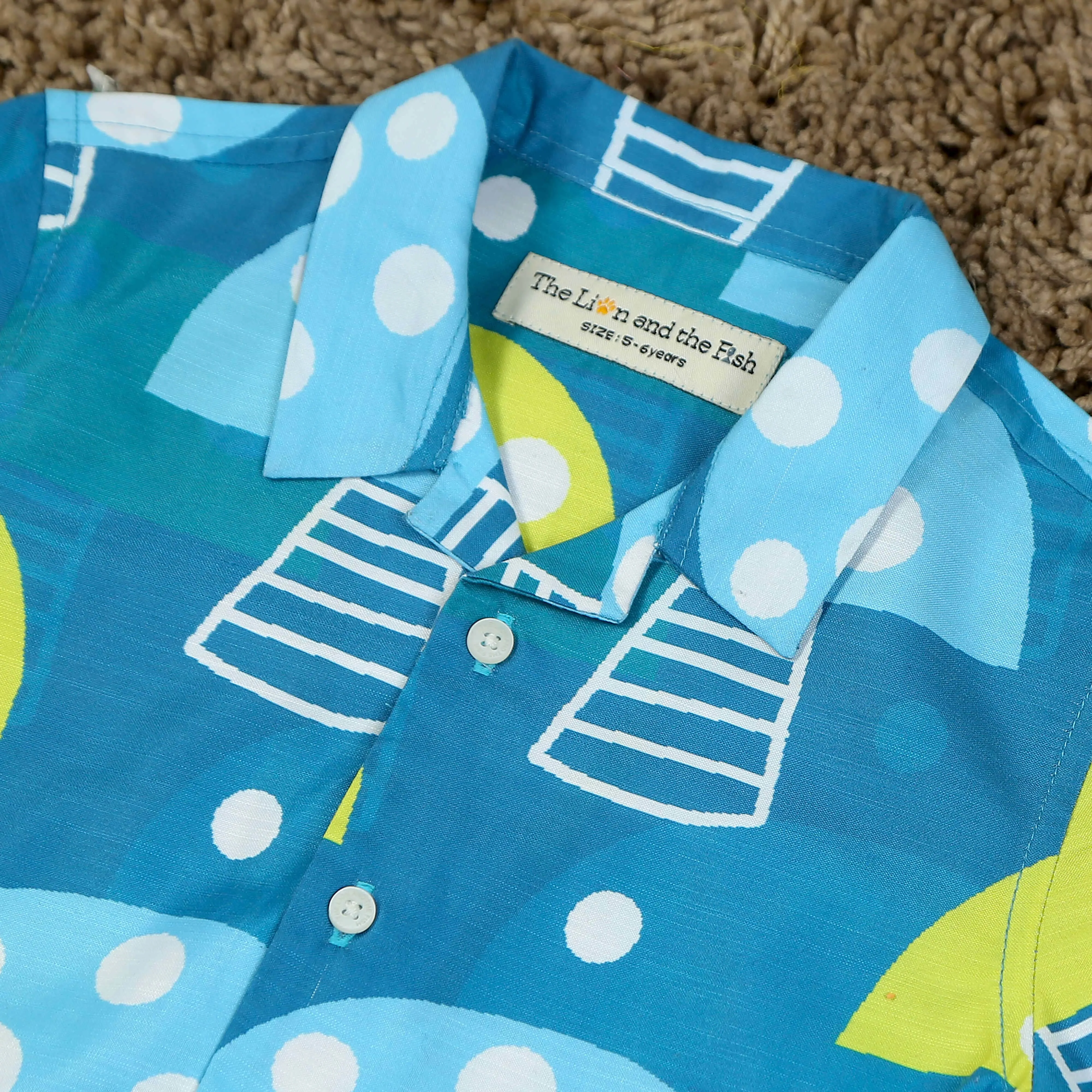 Boys & Girls Unisex Boat Printed Shirt & Short Co-Ord Set Teal