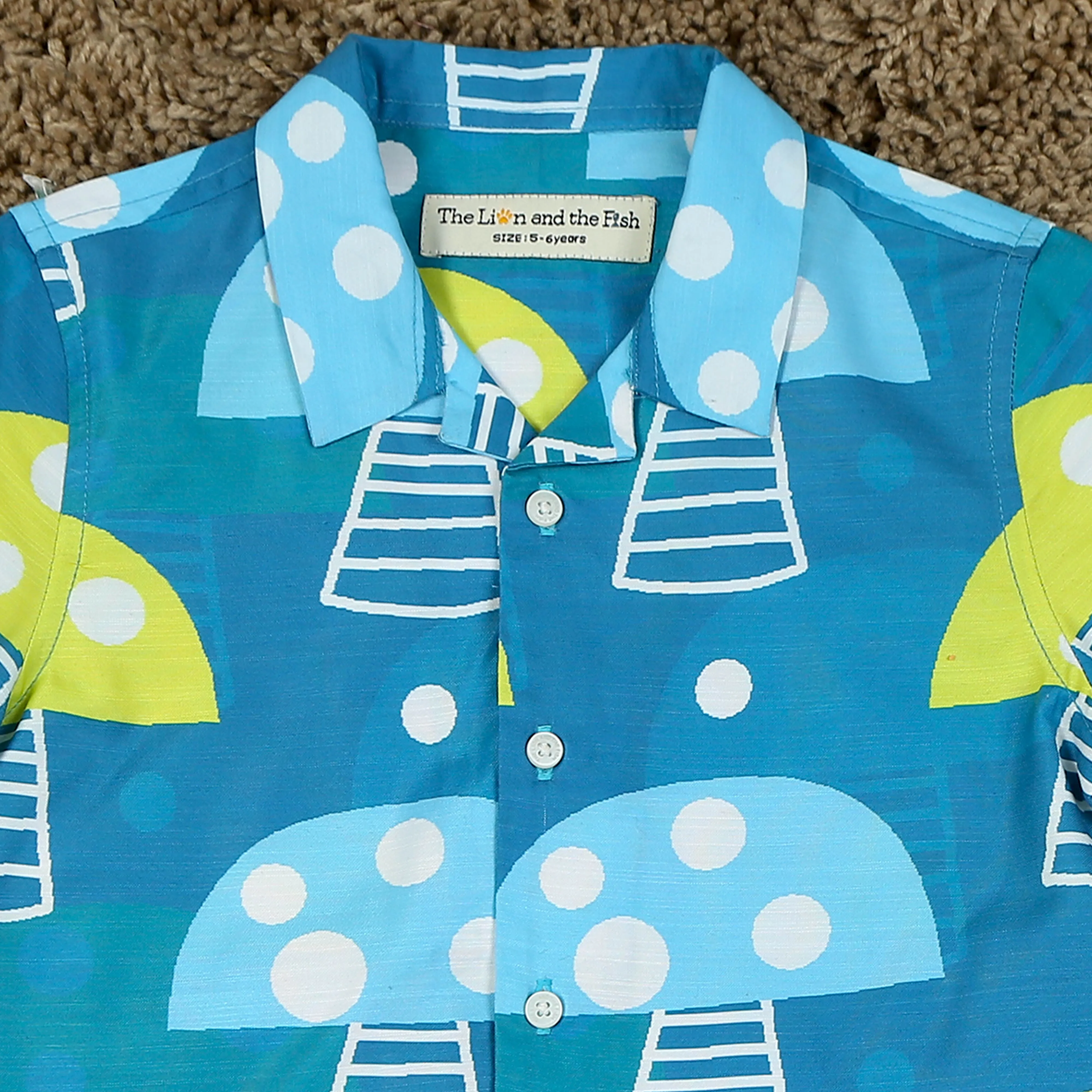 Boys & Girls Unisex Boat Printed Shirt & Short Co-Ord Set Teal