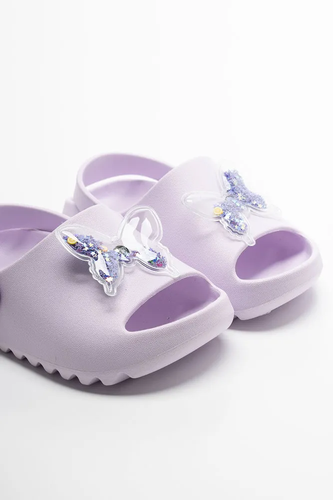 Butterfly Glitter Slide Lilac
