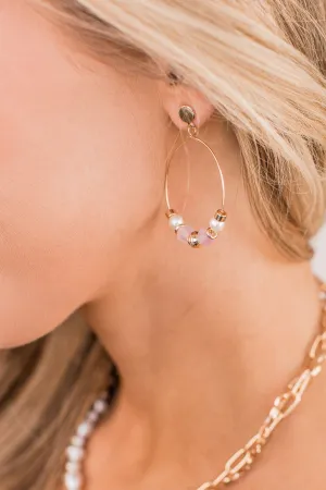 Buzzing Emotions Beaded Gold Earrings- Purple