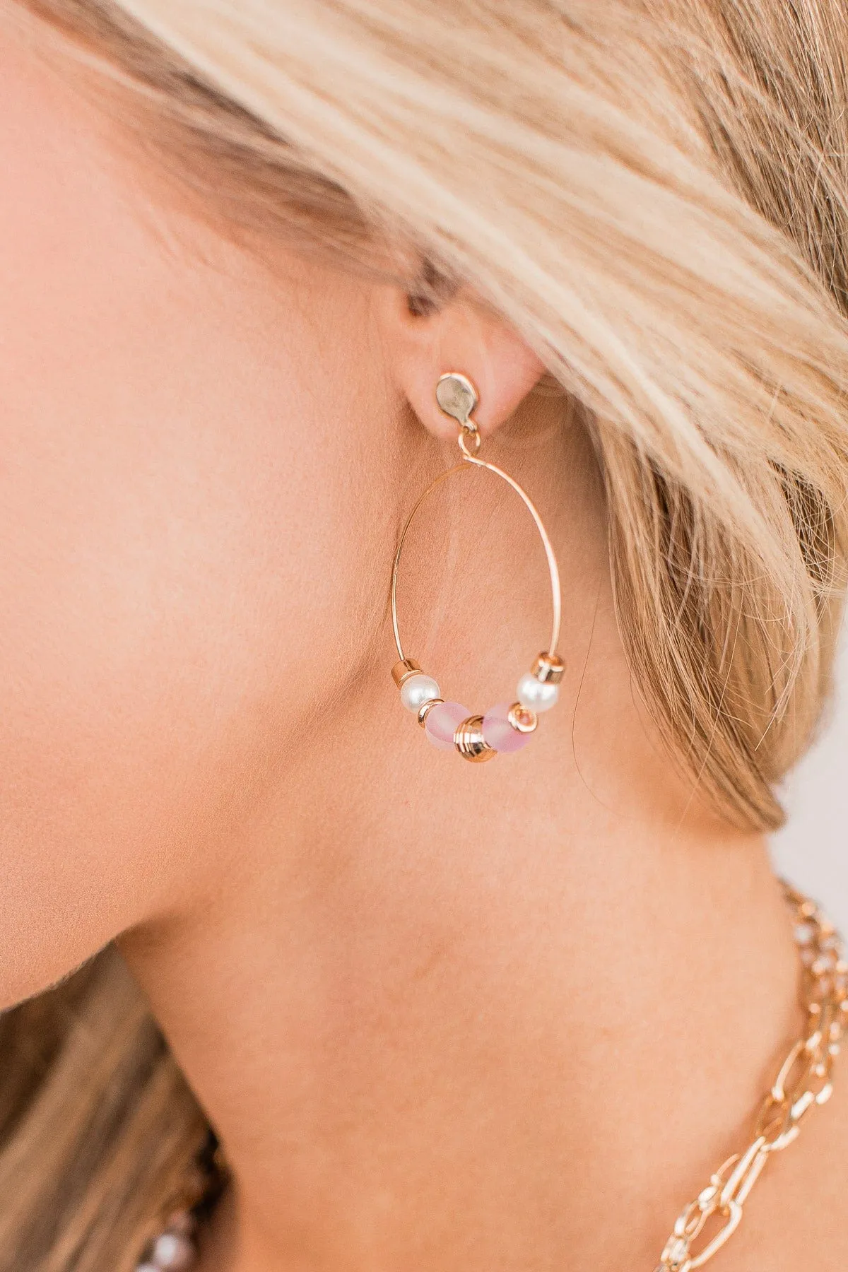 Buzzing Emotions Beaded Gold Earrings- Purple