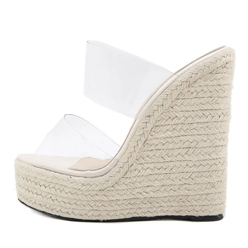 Cane Straw Weave Slippers Wedges