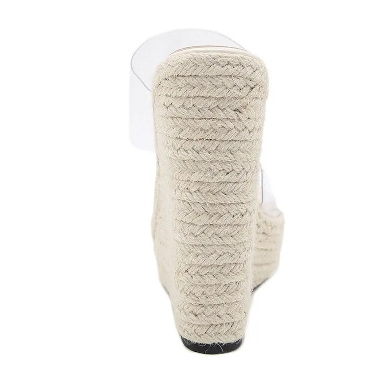 Cane Straw Weave Slippers Wedges