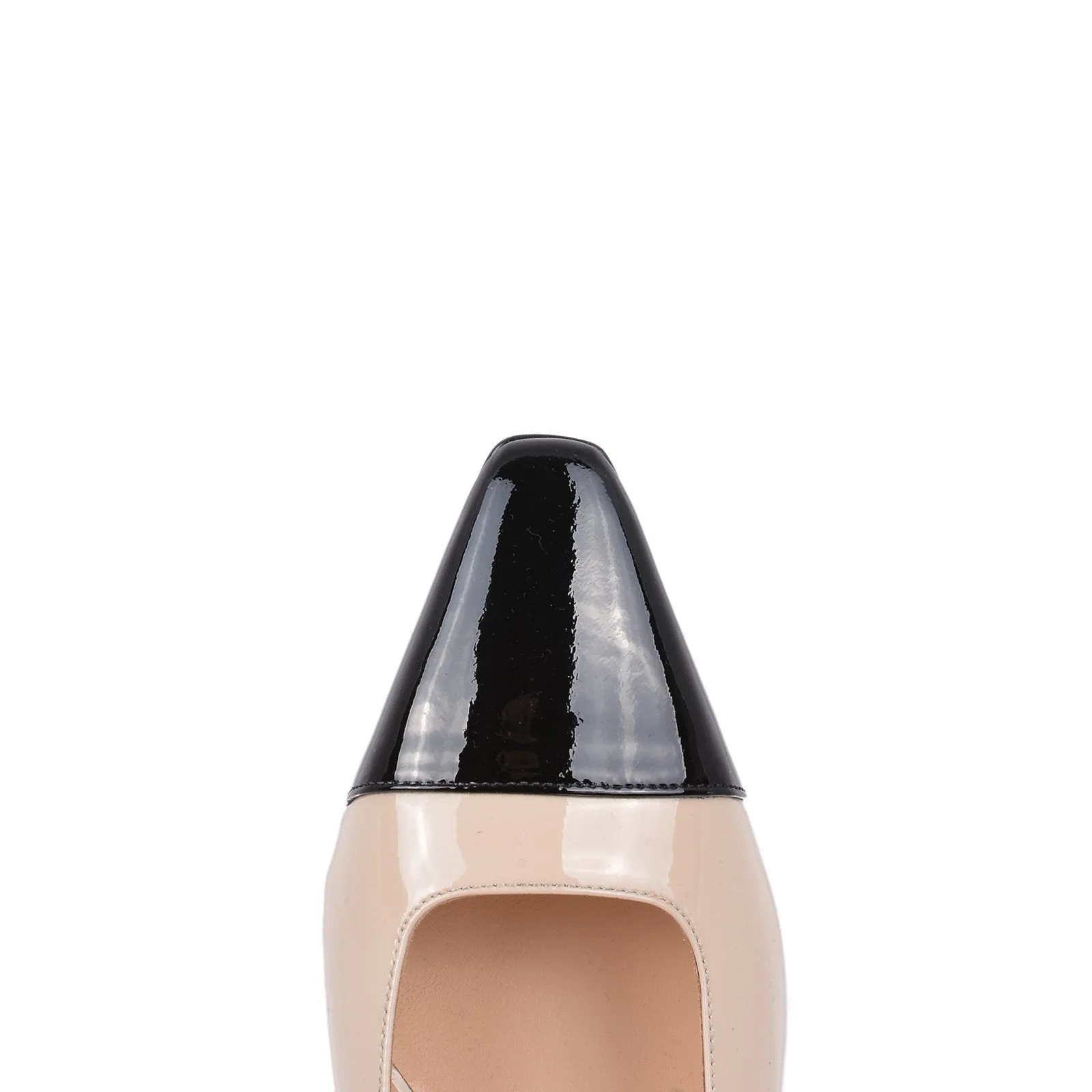 Ceppo Beige Black Patent Mules