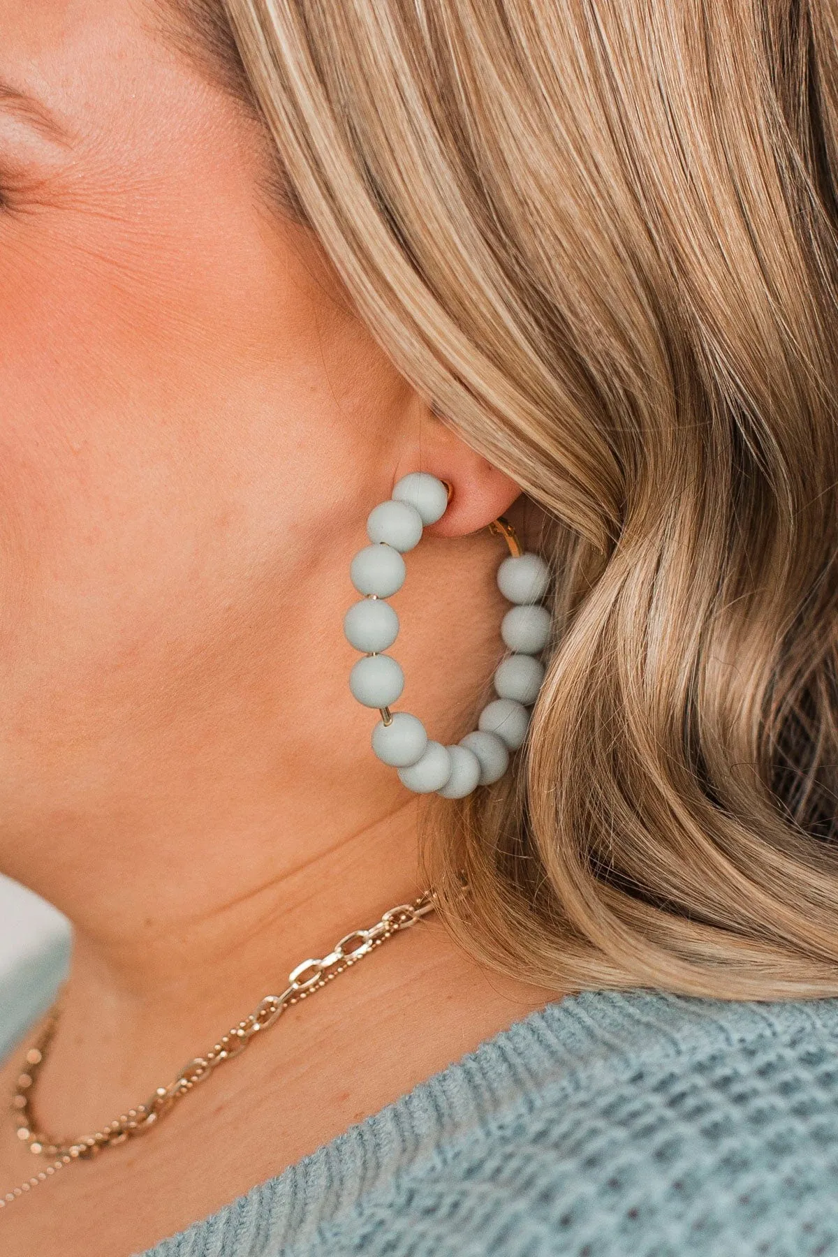 Certified Style Beaded Hoop Earrings- Sage
