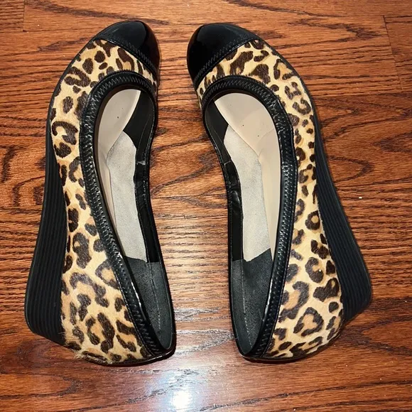 Cole Haan Elsie leopard print calf hair wedge - size 8