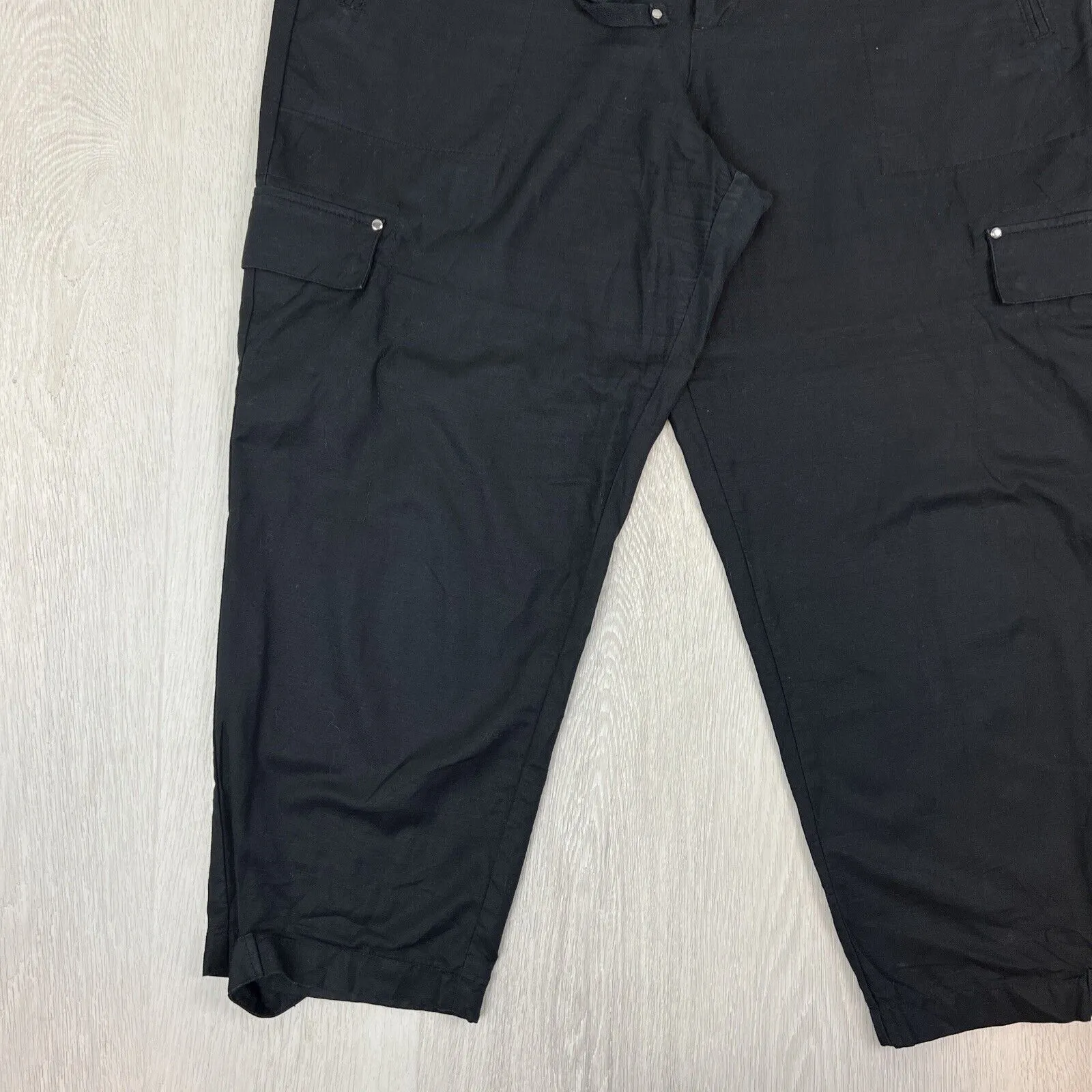 Country Road Womens Black Linen Blend Cropped Pants Size 16