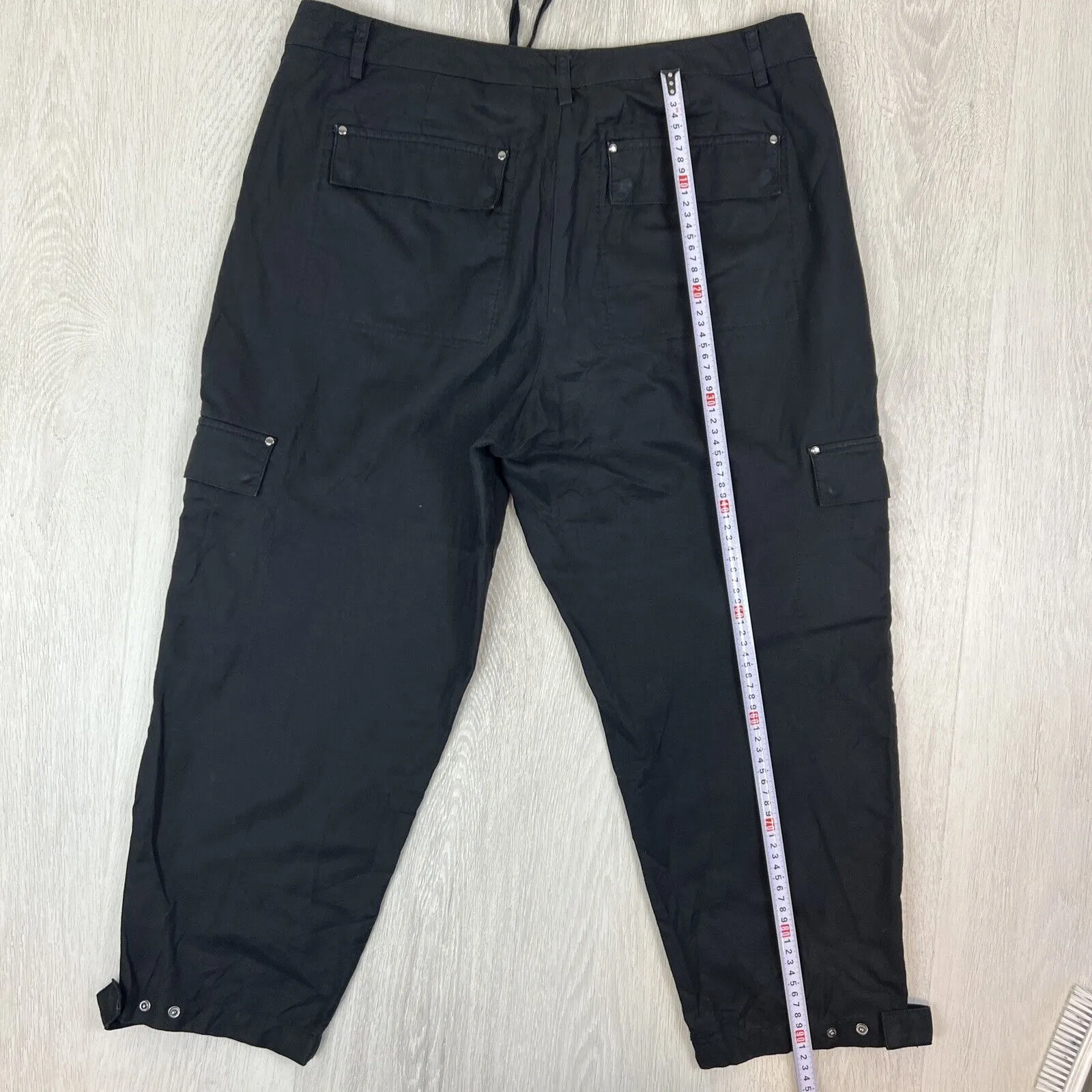 Country Road Womens Black Linen Blend Cropped Pants Size 16
