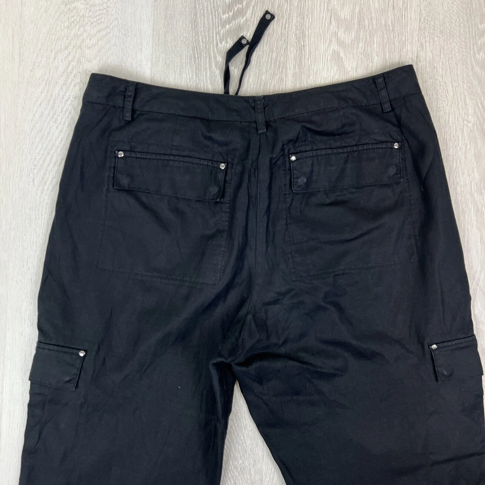 Country Road Womens Black Linen Blend Cropped Pants Size 16